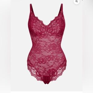 NWT FEELINGIRL LACE V NECK FULL BODYSUIT XL